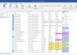 Automatic data set comparison and newly created data set with manual data transfer, quick filters